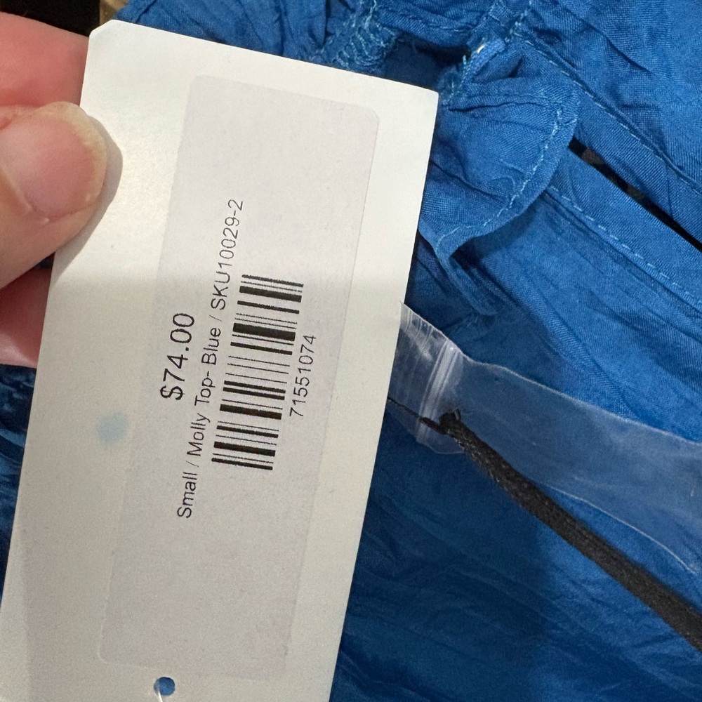 Blue Ruffled Women's Top $74 tags - Picture 6 of 6